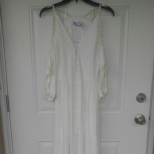 Button up cold shoulder dress